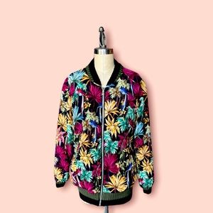 Zara Silk Floral Bomber Jacket